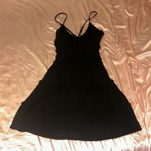 black MOD on trend boutique mini sundress, cross back straps, great condition